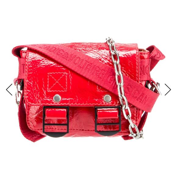 B45 Zadig & Voltaire Chain Patent Leather Crossbody Bag Messenger Y2K Coquette - Picture 1 of 15